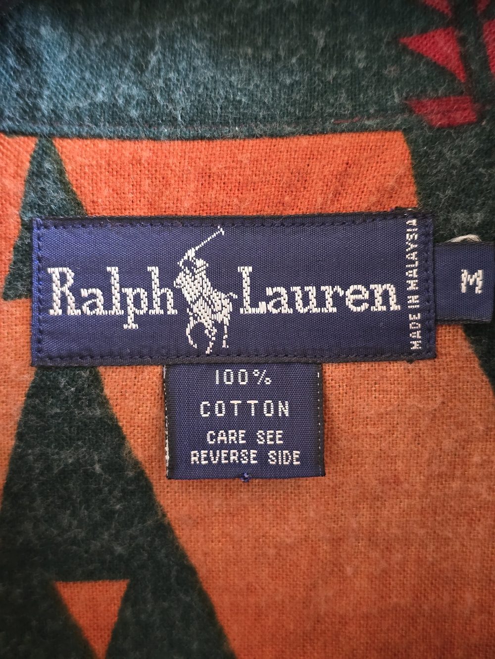Vintage Ralph Lauren Aztec Flannel Button-Down Shirt, 90s, Sz M - Picture 7 of 8